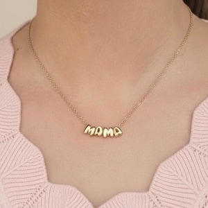 Custom Bubble Letter Necklace, Personalized Name Necklace, Balloon Charm Jewelry, Puffy Letter Initial Necklace, Valentines Day Gift for Her