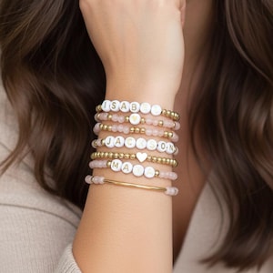 Custom Beaded Name Bracelets: Mama Bracelets, Gift for Mom