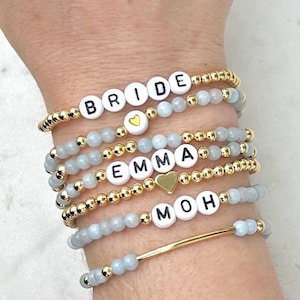 Personalized Word Bracelet, Kids Name Bracelet, Stacking Mama Bracelet, Custom Name Beaded Bracelet, Personalized Gift, Stretch Bracelet