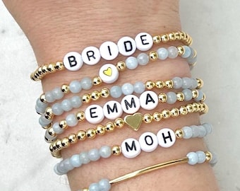 Personalized Word Bracelet, Kids Name Bracelet, Stacking Mama Bracelet, Custom Name Beaded Bracelet, Personalized Gift, Stretch Bracelet