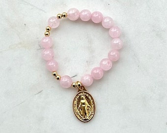 Girl's Catholic Rosary Bracelet, First Communion Bracelet, Religious Gift for Goddaughter, Baptism Gift, Christening Gift, Flower Girl Gift