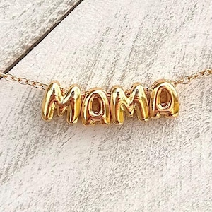 Collar con letra de burbuja personalizado, collar con nombre personalizado en 3D, joyería con dije de globo, collar con inicial de letra inflada, regalo de Navidad para ella