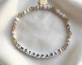 Unstoppable Custom Affirmation Bracelet – Personalized Motivational Quote Jewelry, Encouragement, Self Care & Mental Health Gift