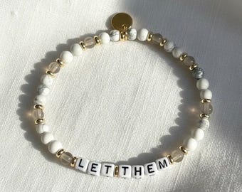 Let Them Beaded Bracelet: Inspirational Quote Gift, Affirmation Bracelet