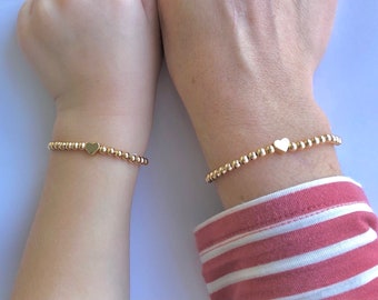 Gold Mama Mini Bracelet Set, Gold Mom Daughter Bracelet Set, Matching Mother Daughter Bracelets, Matching Bracelets, Christmas Gift for Mom