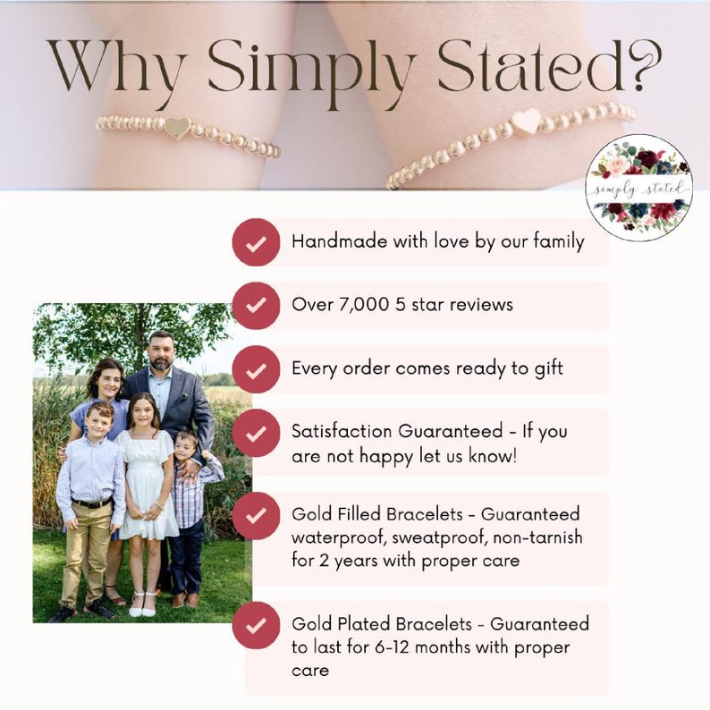 Stacked stretch beaded bracelets with gold-tone and pale-blue beads; white alphabet beads spell names for a personalized kids name bracelet set.