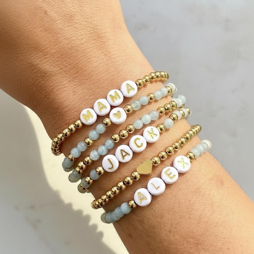 Pulsera personalizada con nombre para mamá, pulsera infantil personalizada con nombre, pulsera para mamá, regalo para mamá primeriza