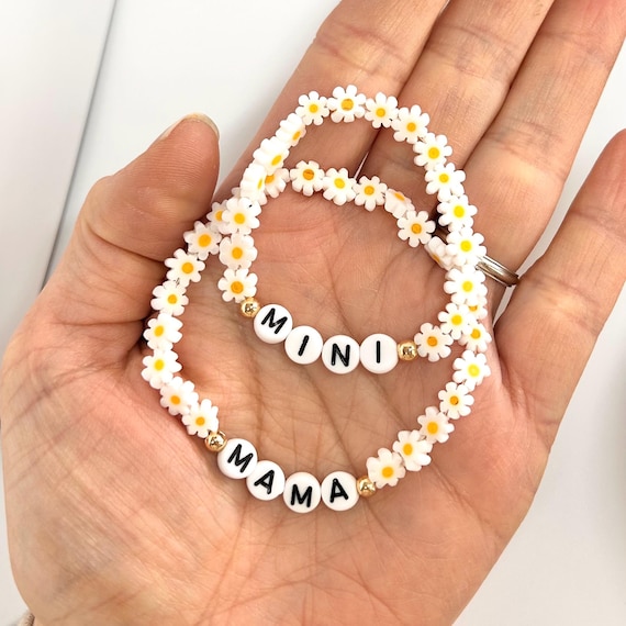 Daisy Mother Daughter Matching Bracelets, Mama Mini Bracelet Set