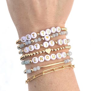 Let Them Beaded Bracelet, Motywacyjny prezent biżuteryjny, Niestandardowa bransoletka z mantrą, Inspirujący cytat, Zdrowie psychiczne, Prezent z bransoletką afirmacyjną