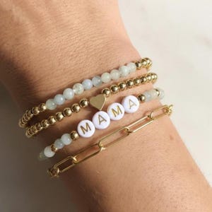 Pulsera de cuentas con nombre personalizado, regalo personalizado para mamá, joyería con significado personalizado, pulsera con nombre para niños para la abuela