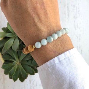 Pulsera difusora de aceites esenciales, pulsera de cuentas de madera para la ansiedad, pulsera elástica con piedras preciosas bohemias, joyería de aromaterapia, regalo para el día de la madre