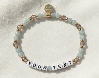 Personalized Beaded Name Bracelet: Custom New Mom Gift, Baby Name Bracelet