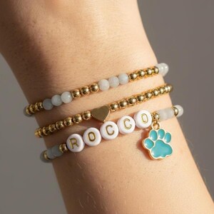 Custom Pet Name Bracelet, Rainbow Bridge Remembrance Jewelry, Paw Print ...