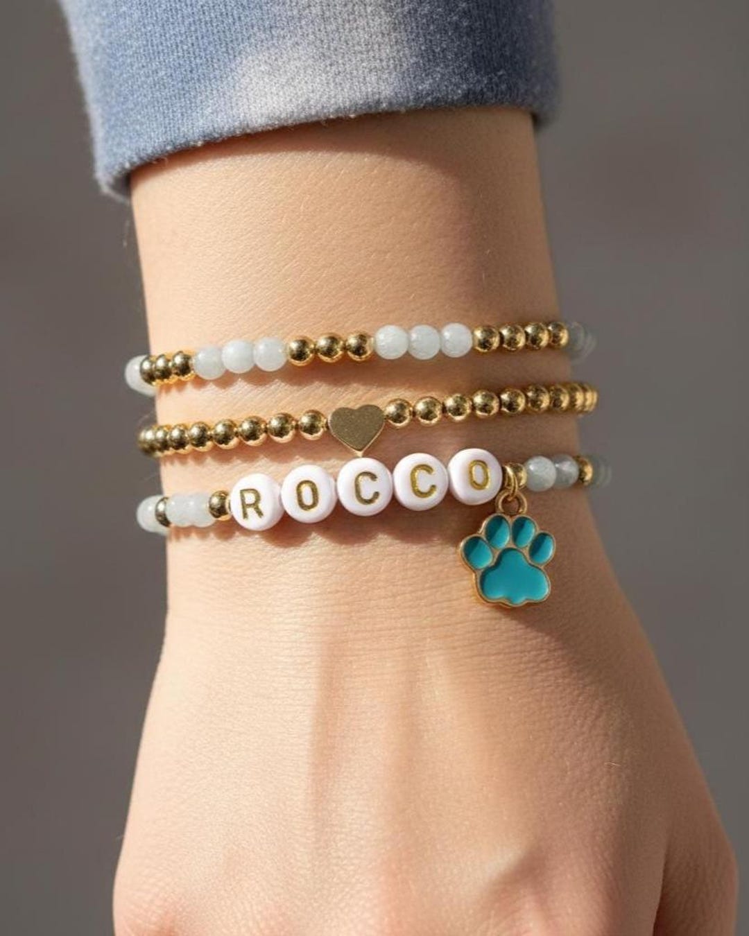 Custom Pet Name Bracelet, Rainbow Bridge Remembrance Jewelry, Paw Print ...
