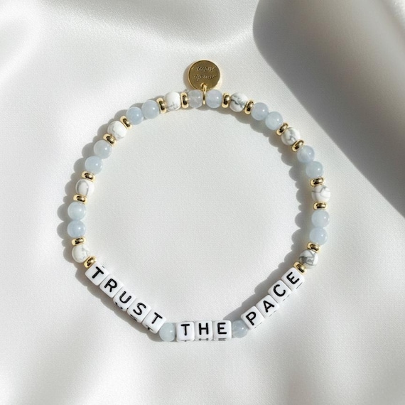 Trust The Pace Custom Affirmation Bracelet – Personalized Motivational Quote Jewelry, Trust the Process, Self Care & Mental Health Gift