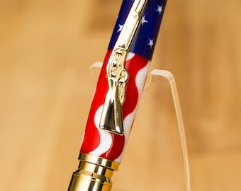 USA Flag themed custom turned bolt action rifle pen