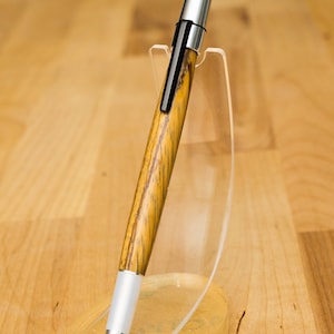 Satin Nickel and Bethlehem Olive Wood Ball Point Pen ...Bic Ultra style