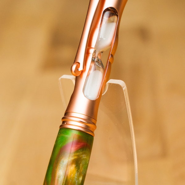 Hand Made Custom Acrylic Satin Copper Hourglass Twist Rollerball Pen