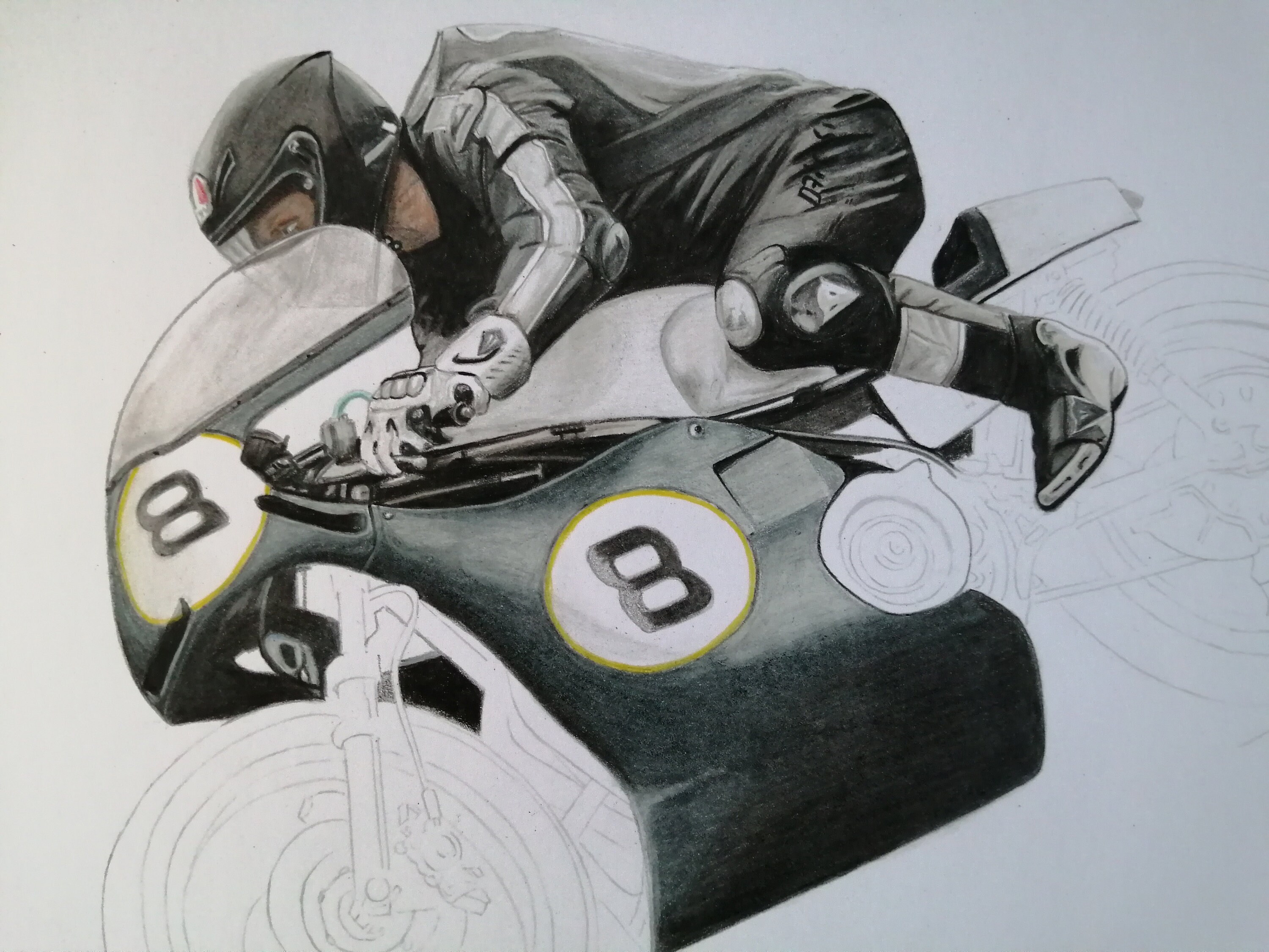 Guy Martin Motorcycle Art Print, Coloured Pencil Drawing - Etsy UK