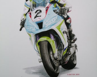 Dean Harrison limited edition A3 fine art print, taken from an original coloured pencil drawing, by Stephen Batten. rint