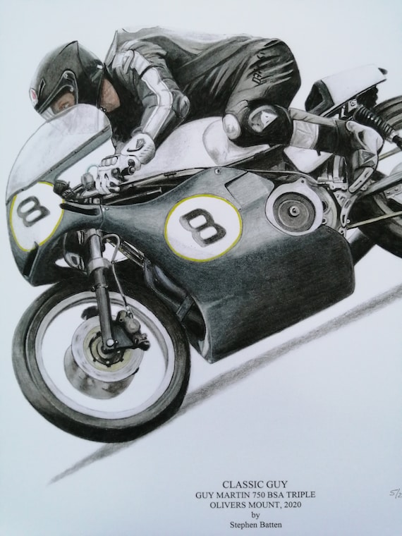 Guy Martin Motorcycle Art Print, Coloured Pencil Drawing - Etsy UK