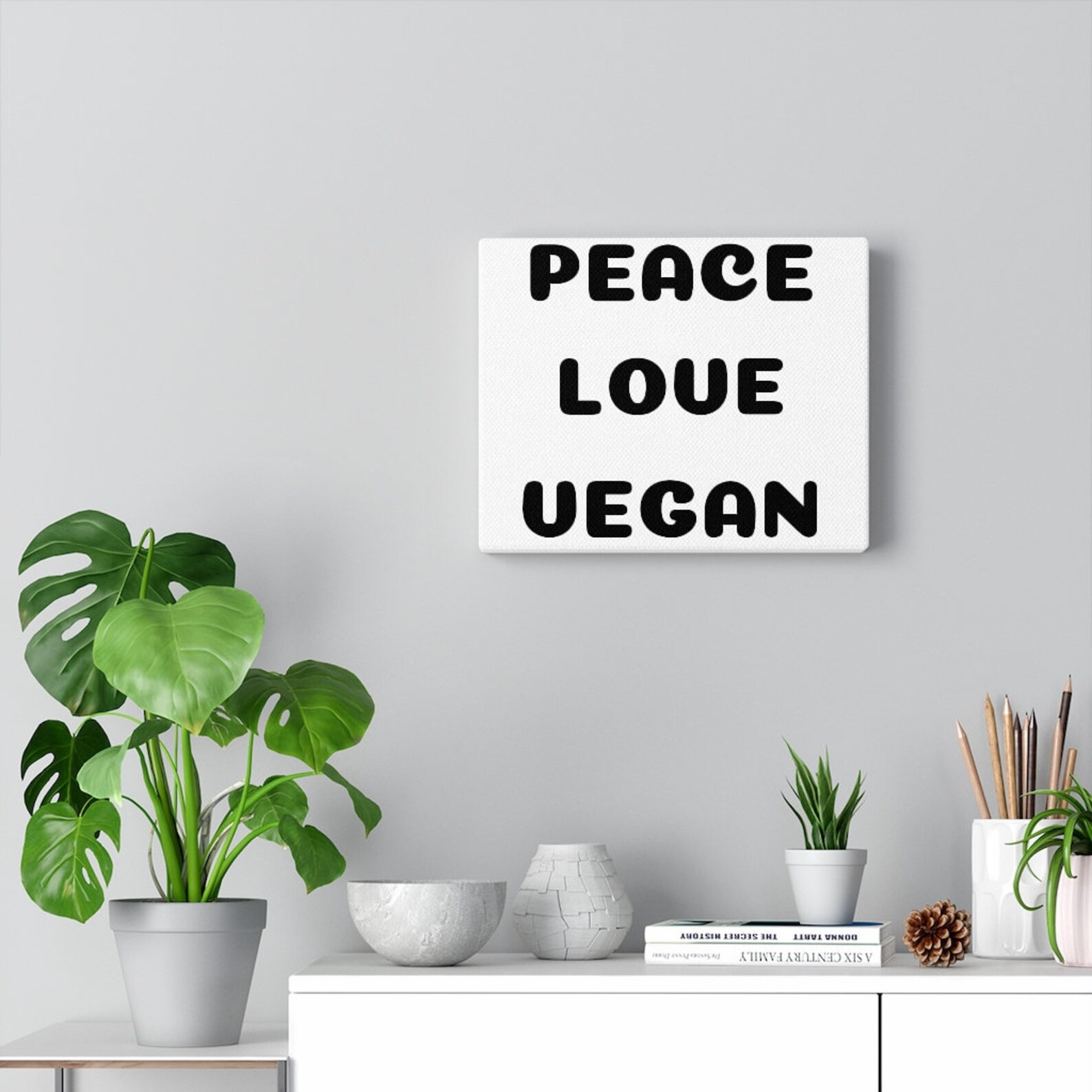 Peace Love Vegan Canvas Gallery Wrap Etsy