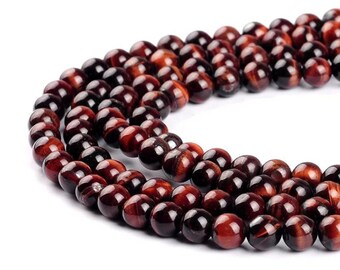 Grade AAA Natural Red Tiger Eye Beads Round Smooth Gemstone Beads 6mm, 8mm, 10mm, 12mm 15" Full Strand