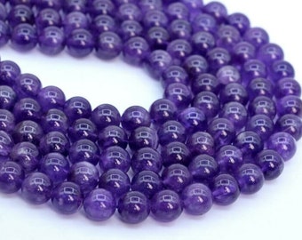 Natural Amethyst Round Beads Genuine Natural Loose Round Semi Precious Purple Amethyst Gemstone Beads 4mm 6mm 8mm 10mm 12mm  15" Full Strand