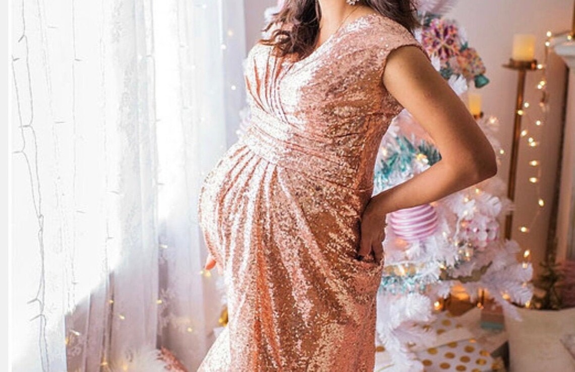 sequin maternity gown