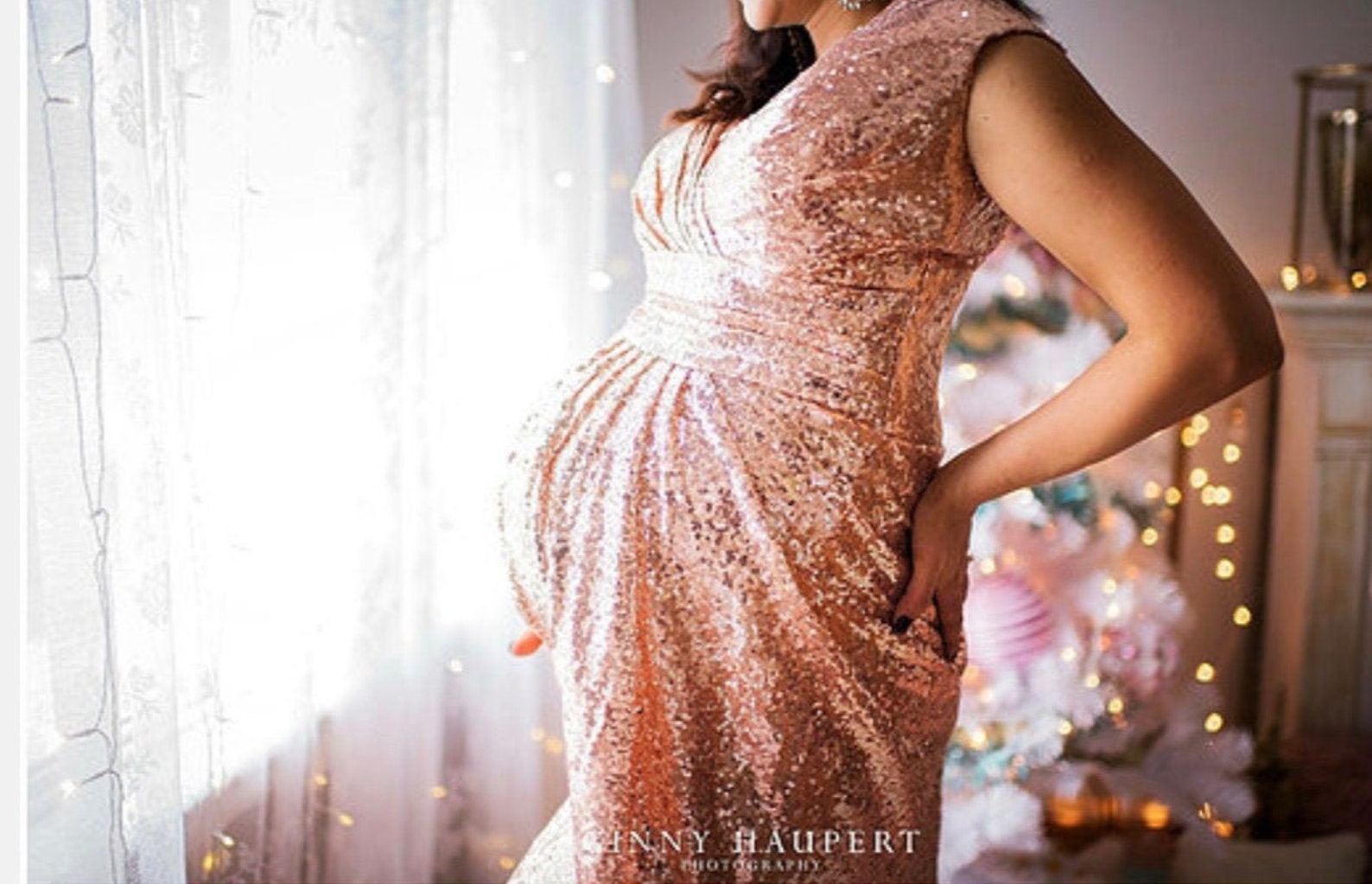 sequin maternity gown