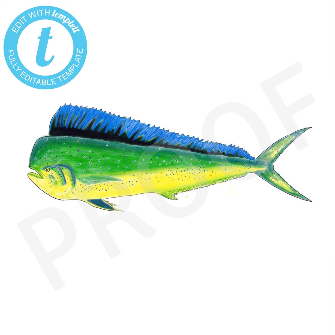 Mahi Mahi illustration instant download Etsy