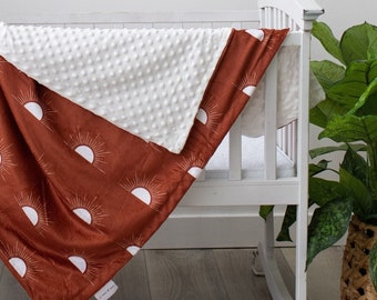 Terra Cotta Suns Minky Dot Baby Blanket: Soft Plush Fleece (30x40”)