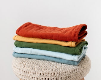 Muslin Cotton Burp Cloth: Thick 6-Layer Absorbent Gauze, Earth Tone Colors