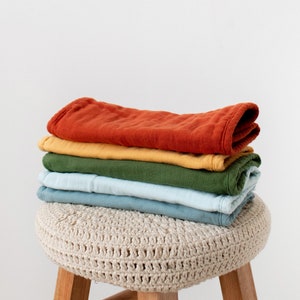 Muslin Cotton Burp Cloth: Thick 6-Layer Absorbent Gauze, Earth Tone Colors