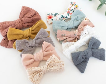 Baby Bow Clips 10-Pack: Cotton Linen Hair Bows for Toddler Girls
