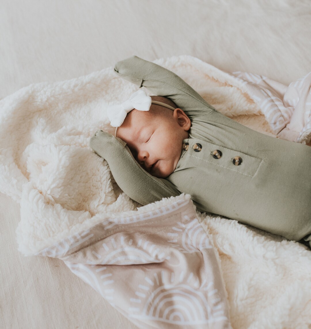 Plush Sherpa Baby Blanket / Soft Warm Baby Blanket / Neutral Rainbow