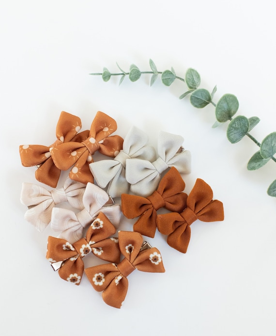 Baby Bow Clips: 5 Sets Cotton Hair Bows