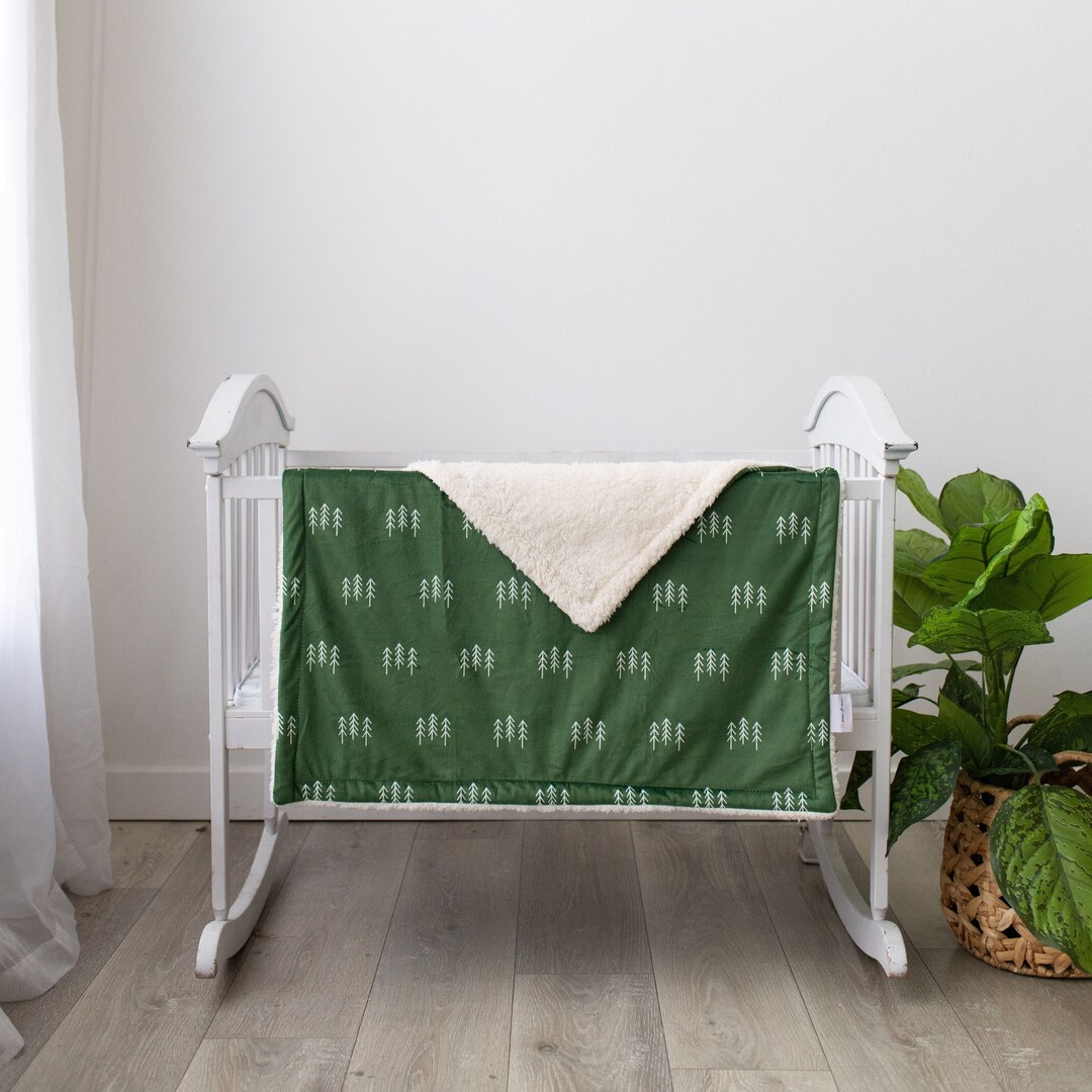 Plush Sherpa Baby Blanket / Super Soft Super Warm Baby Blanket / Forest