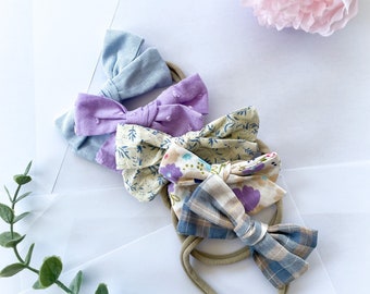 Baby Bow Headband Set: Linen Floral Variety Pack, Newborn Gift