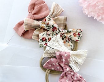 5 Pack Baby Bow Headband // Linen Floral Variety Set