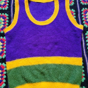 Colete suéter colorblock vintage dos anos 1970 roxo
