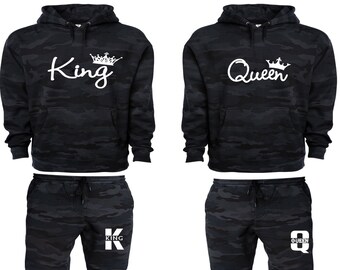 camo king and queen hoodies