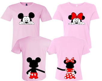 Peaking Mickey and Minnie Matching Shirts - Disney Matching Mickey Minnie Shirts - Family Disneyworld Shirts - His and Hers Couples Shirts