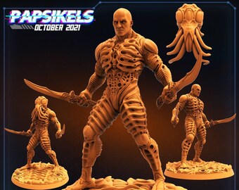 Omega Engineer Xorrelian Destroyer van Papsikels Miniatures voor 32 mm Wargaming Tafelblad 3d geprint Resin AVP Prodos Predator Skull Hunters