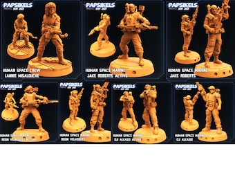 AVP Human Space Crew Colonial Marines Miniature 32 mm Papsikels Alien vs Humans