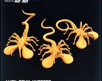 3x Belly Face Huggers Miniature for 32mm 28mm Papsikels Alien vs Humans AVP Prodos GF9 Proxies Resin Print