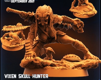 Vixen Skull Hunter: Scar Let Shakira by Papsikels Miniatures for 32 mm Wargaming Tabletop 3d printed Resin AVP Prodos Predator Skull Hunters