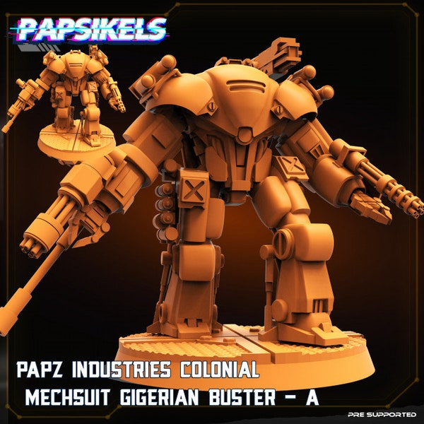 Papz Ind. Colonial Mechsuit Gigerian Buster A par Papsikels Miniatures pour 32 mm Wargaming Tabletop imprimé AVP Prodos GF9 Predator Alien