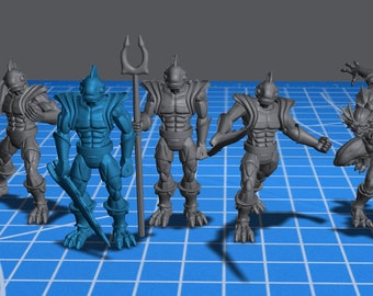 Fishpeople aka Mer-Mans Army 32 mm 28 mm 54 mm by RandomMiniatures 3d Druck Masters of the Universe, Motu,