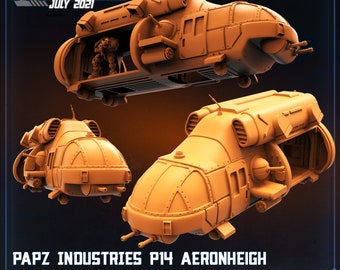 Papz Industries AV P14 Aeronheigh Aerial Utility Dropship 32 mm by Papsikels 3d printed Cyberpunk Miniatures for Shadowrun and other games